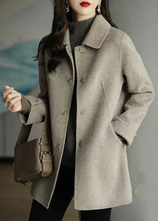 Oversized Beige Wool Coat Outwear