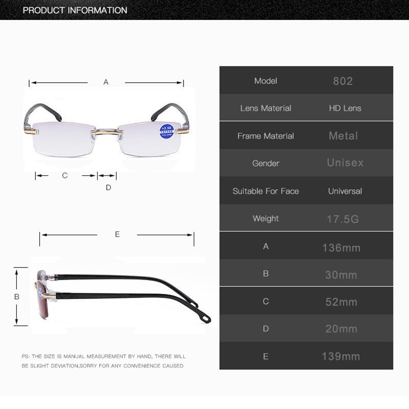 Sapphire Hard Anti-Blue Dual-Use Progressive Reading Glasses