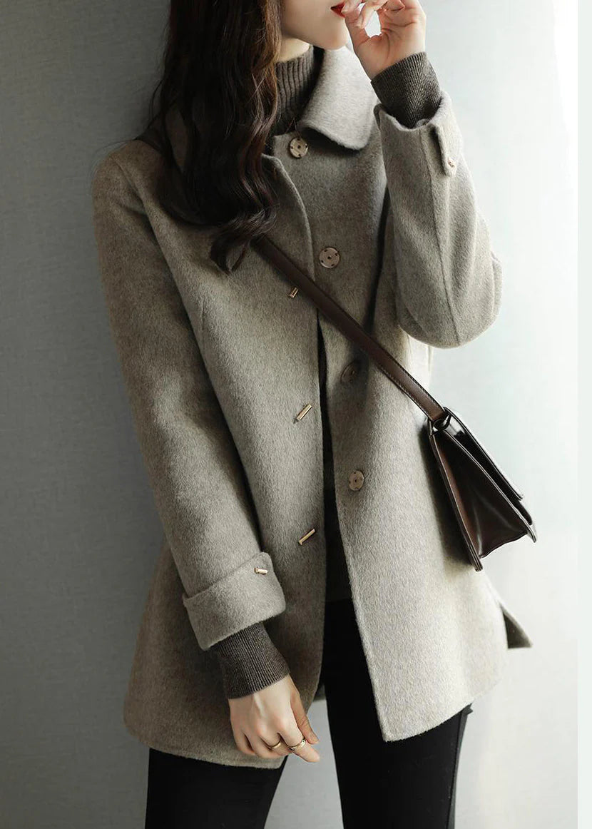 Oversized Beige Wool Coat Outwear