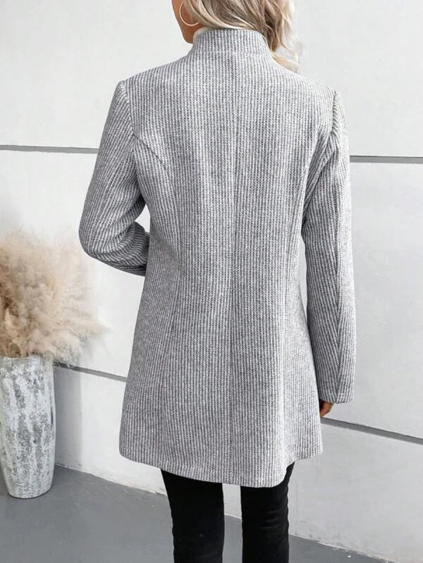 Grey Plain Pocket Long Sleeve Outerwear