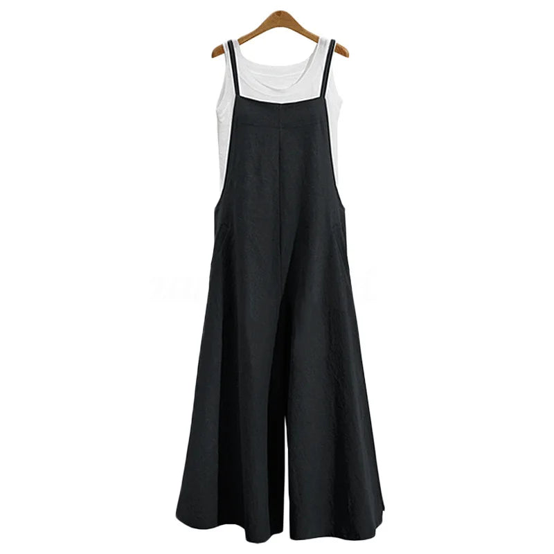 Wide-Legged Loose Jumpsuit Overalls