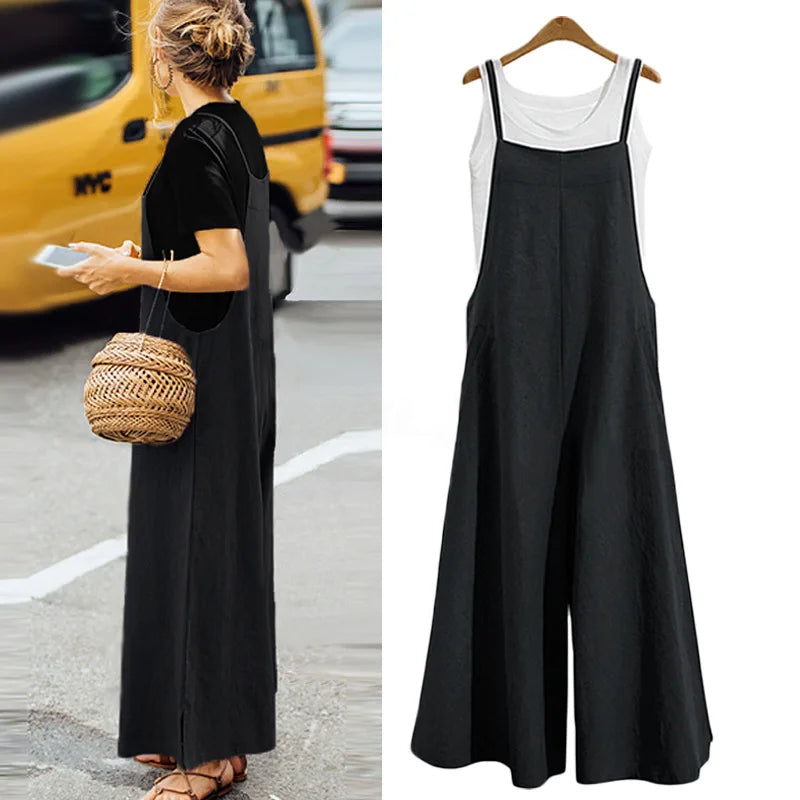 Wide-Legged Loose Jumpsuit Overalls