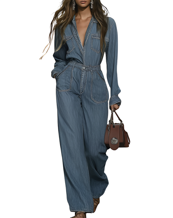 Fashion Simple Denim  Jumpsuit