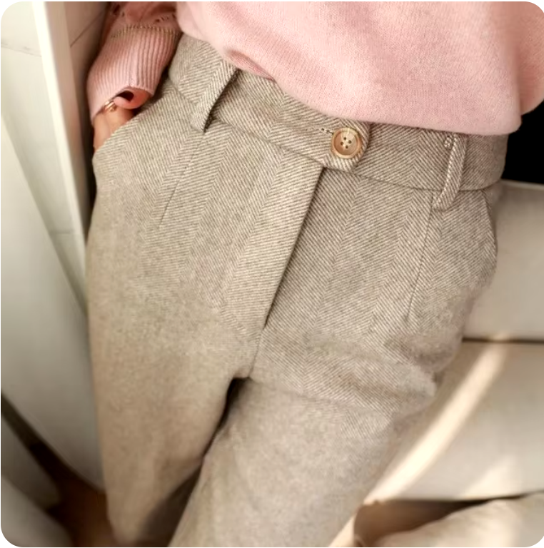 Elegant Pure Wool Tailored Trousers