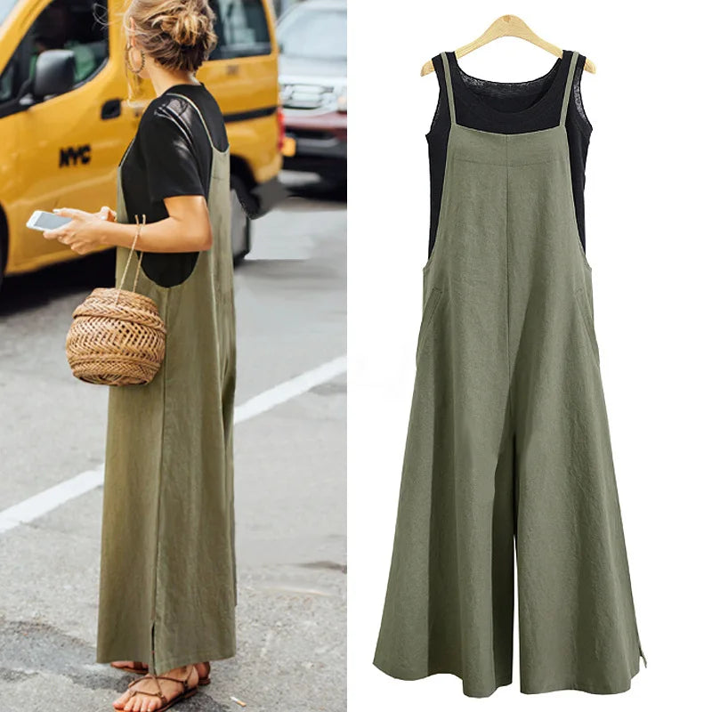 Wide-Legged Loose Jumpsuit Overalls