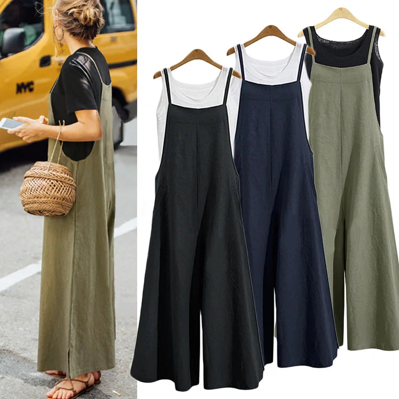 Wide-Legged Loose Jumpsuit Overalls