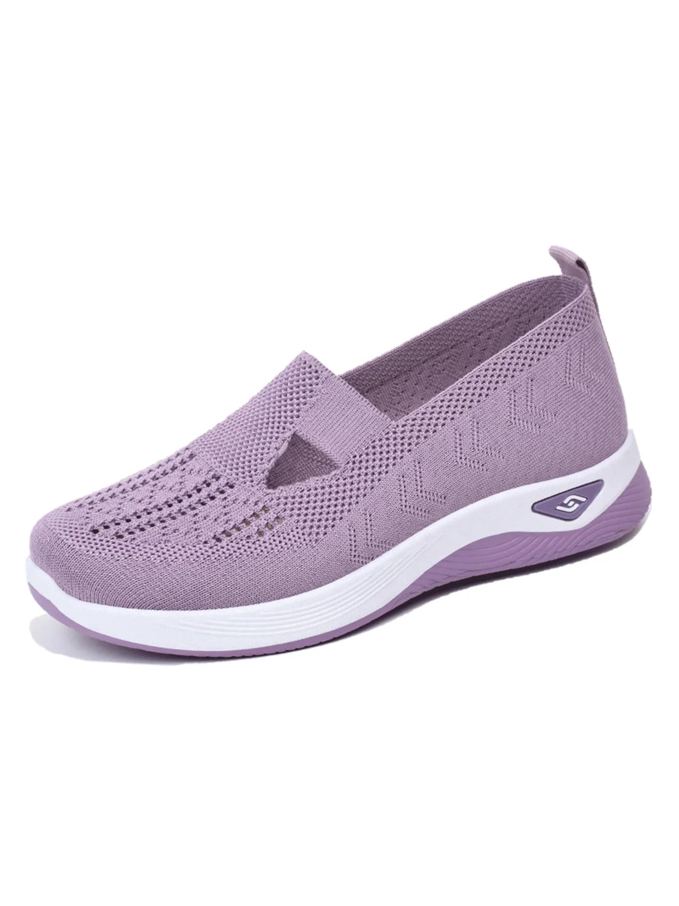 Women'S Solid Color Breathable Sneakers, Soft Sole Lightweight Slip on Walking Shoes, Low-Top Knitted Casual Shoes