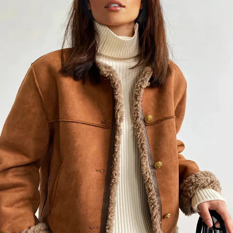 Charlene Buttoned Shearling Jacket