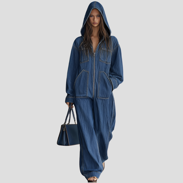 Casual Long Retro Denim Jumpsuit