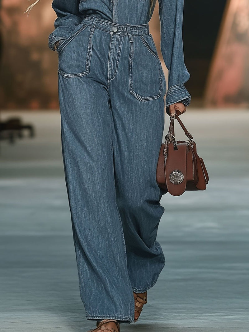 Fashion Simple Denim  Jumpsuit