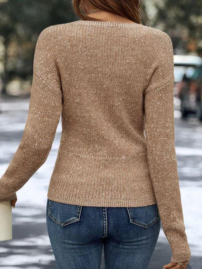 Khaki  V-Neck Sweater